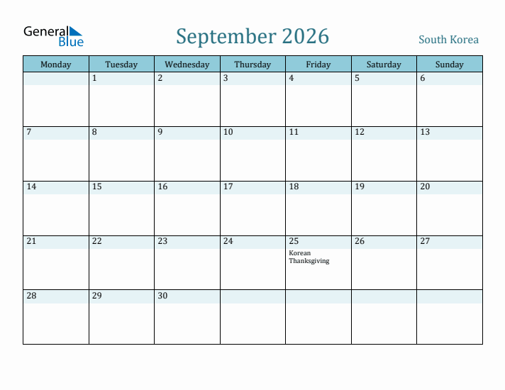 September 2026 Calendar with Holidays