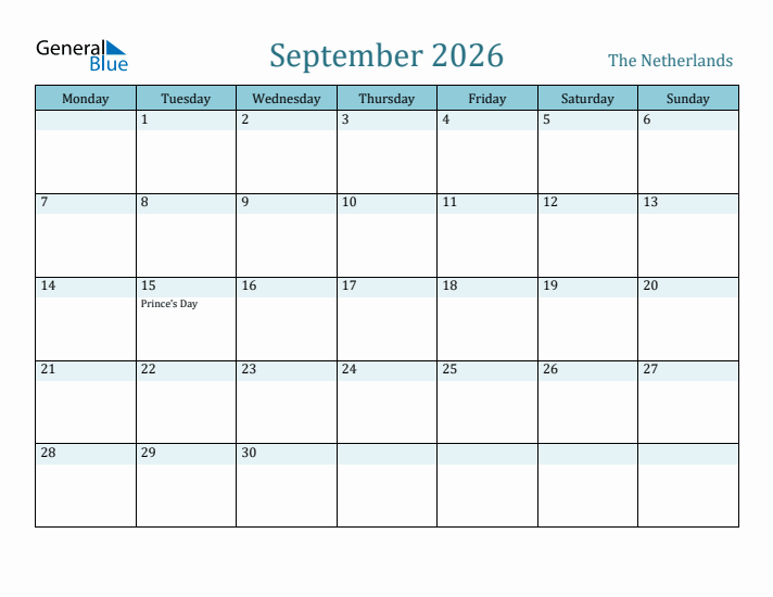 September 2026 Calendar with Holidays