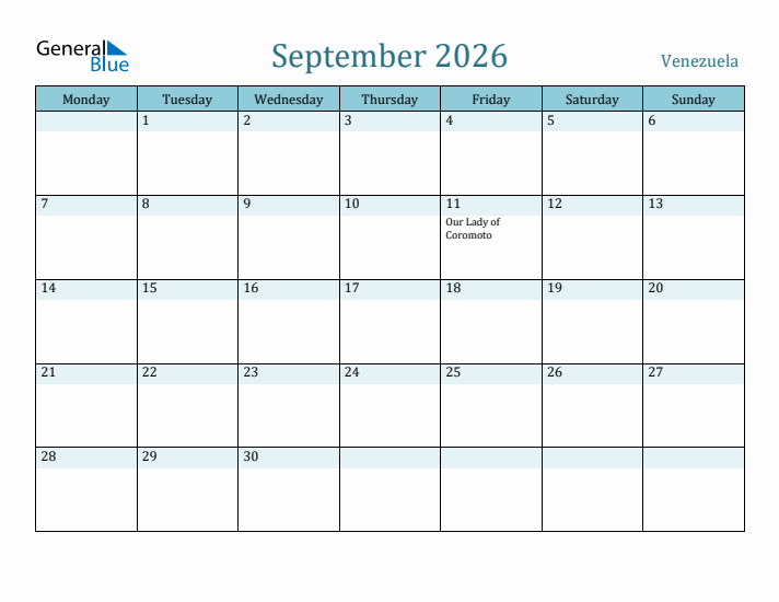 September 2026 Calendar with Holidays