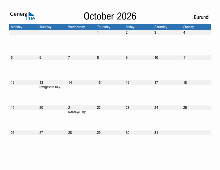 Fillable October 2026 Calendar