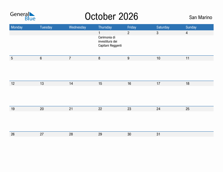 Fillable October 2026 Calendar