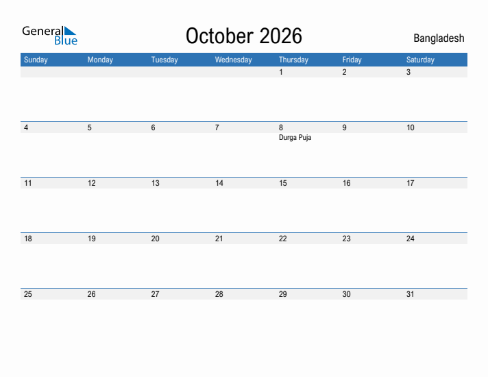 Fillable October 2026 Calendar