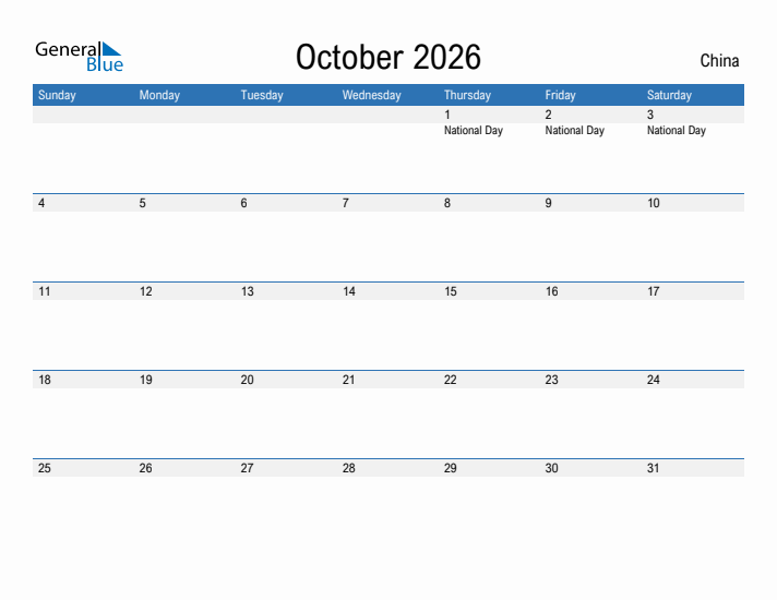 Fillable October 2026 Calendar