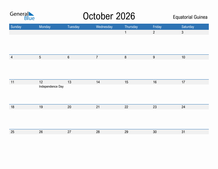 Fillable October 2026 Calendar