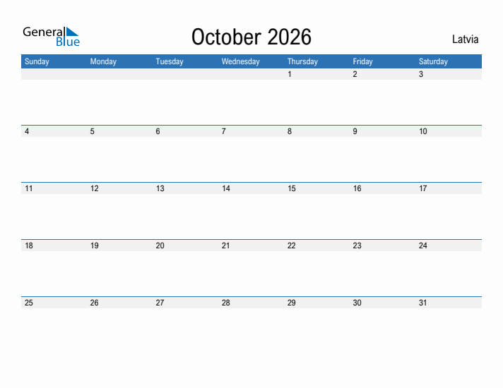 Fillable October 2026 Calendar