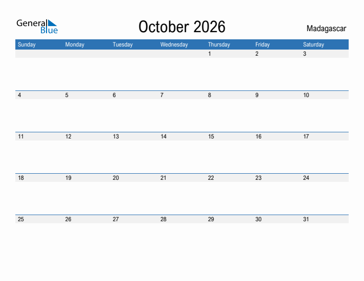 Fillable October 2026 Calendar