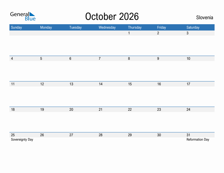 Fillable October 2026 Calendar