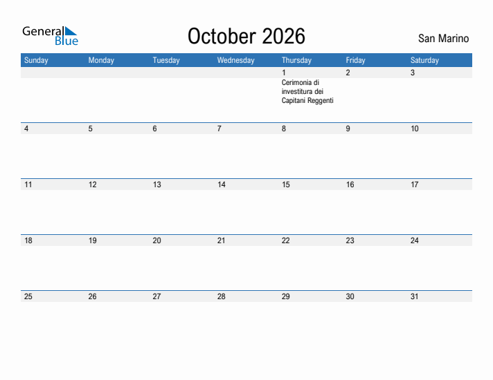 Fillable October 2026 Calendar