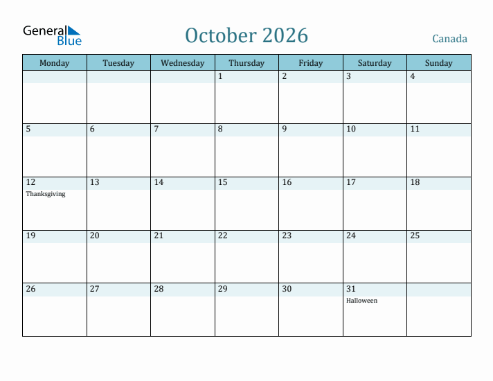 October 2026 Calendar with Holidays