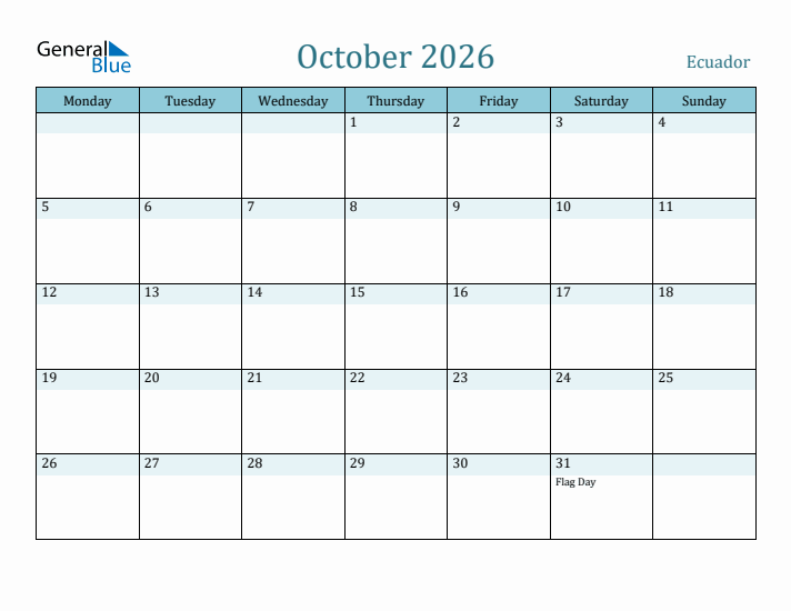 October 2026 Calendar with Holidays