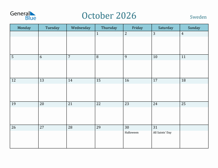 October 2026 Calendar with Holidays