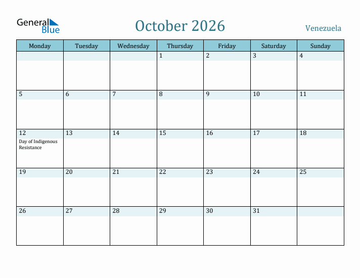 October 2026 Calendar with Holidays