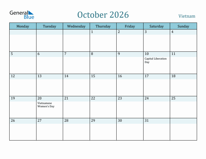 October 2026 Calendar with Holidays