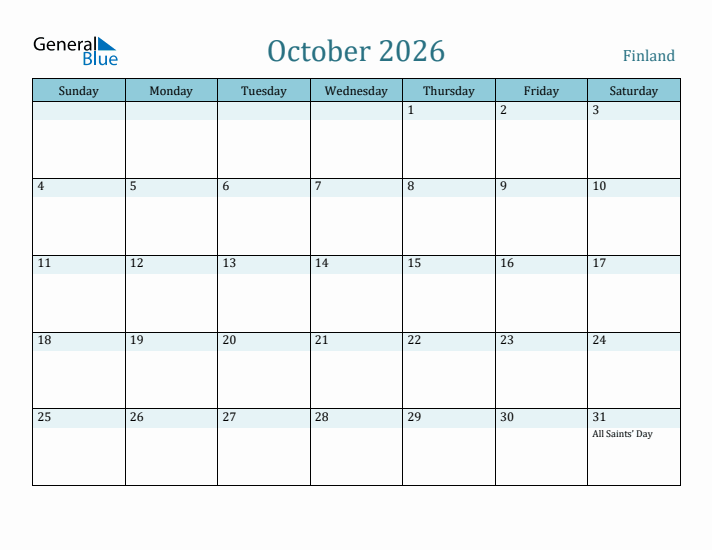 October 2026 Calendar with Holidays