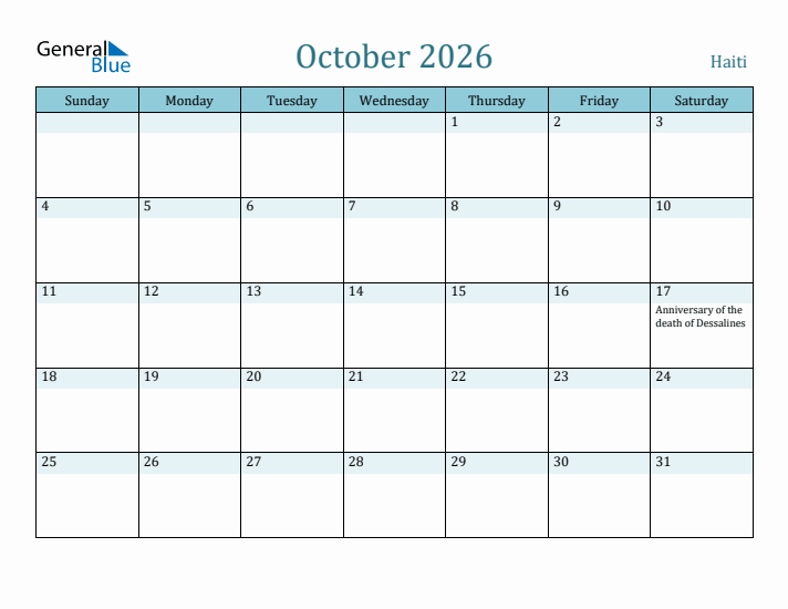 October 2026 Calendar with Holidays