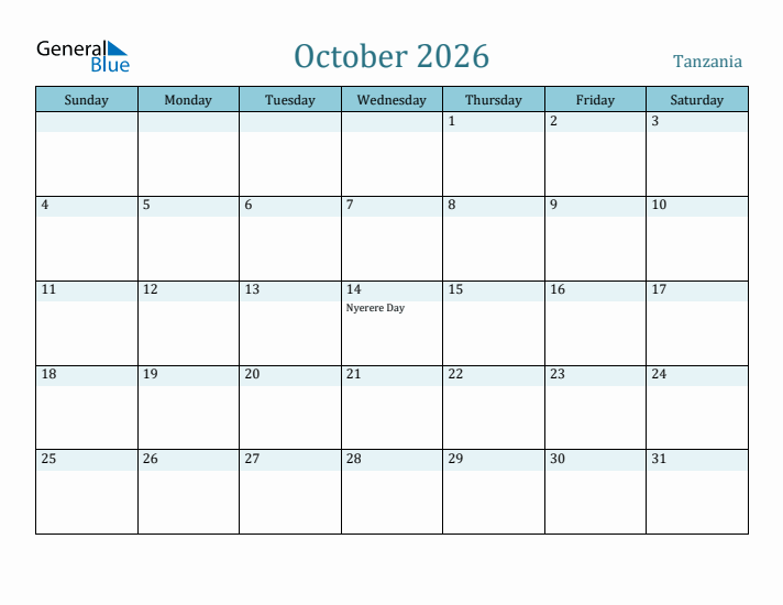 October 2026 Calendar with Holidays