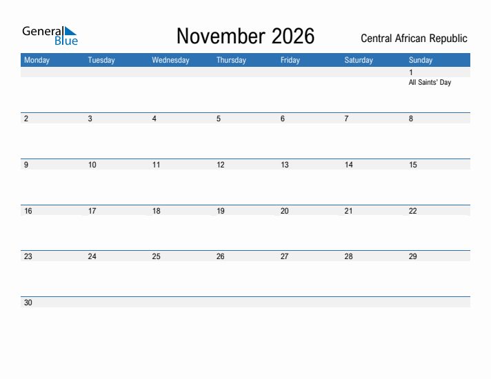 Fillable November 2026 Calendar