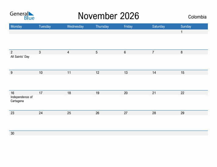 Fillable November 2026 Calendar