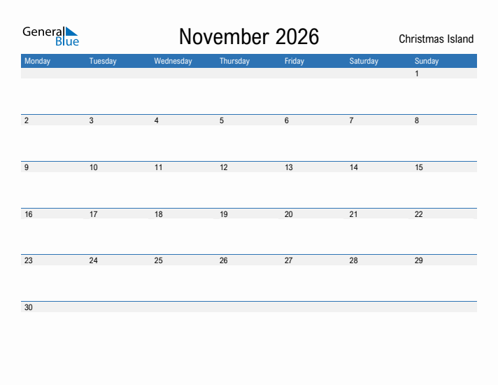 Fillable November 2026 Calendar