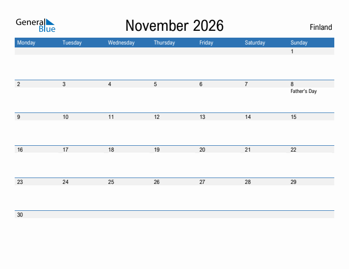 Fillable November 2026 Calendar