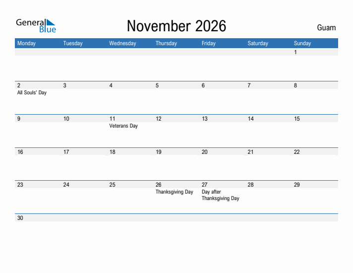 Fillable November 2026 Calendar