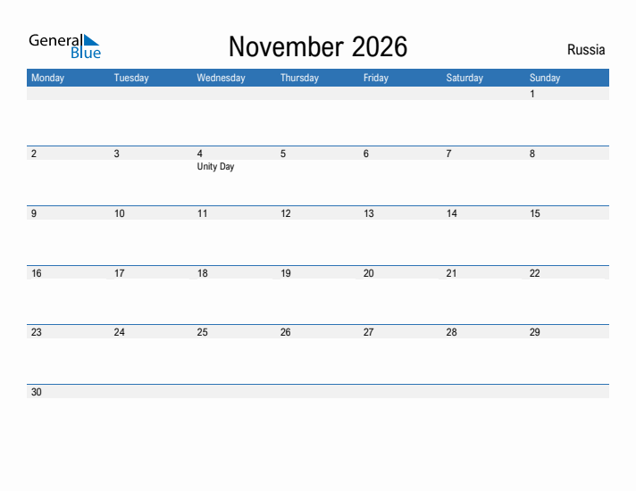 Fillable November 2026 Calendar