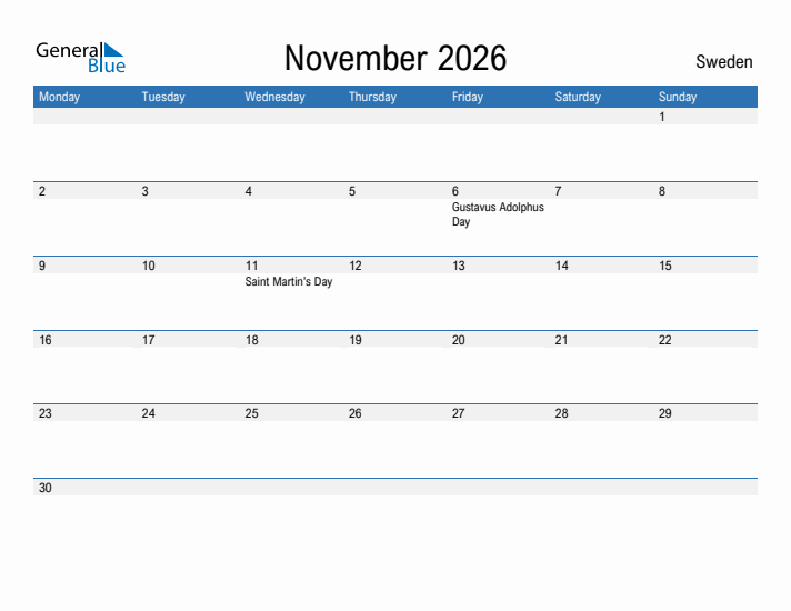 Fillable November 2026 Calendar