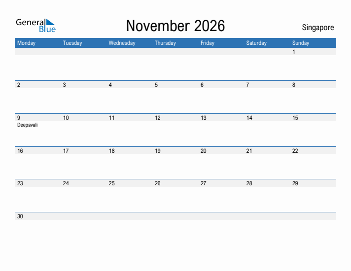 Fillable November 2026 Calendar