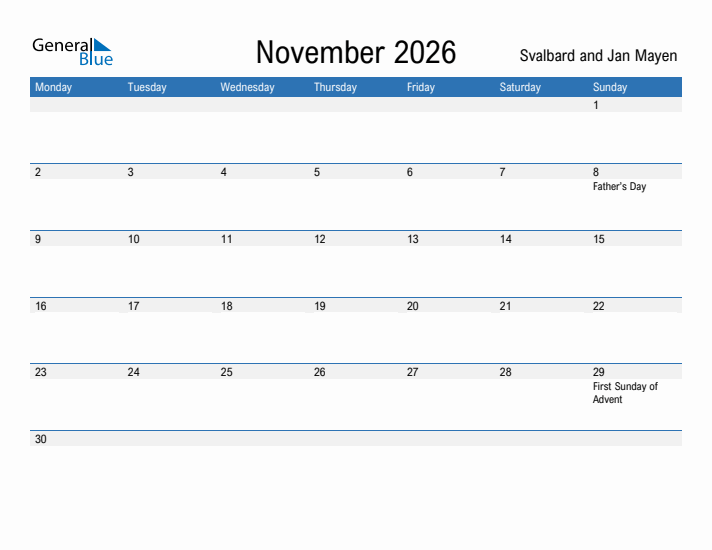 Fillable November 2026 Calendar