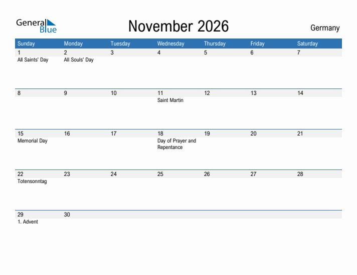 Fillable November 2026 Calendar