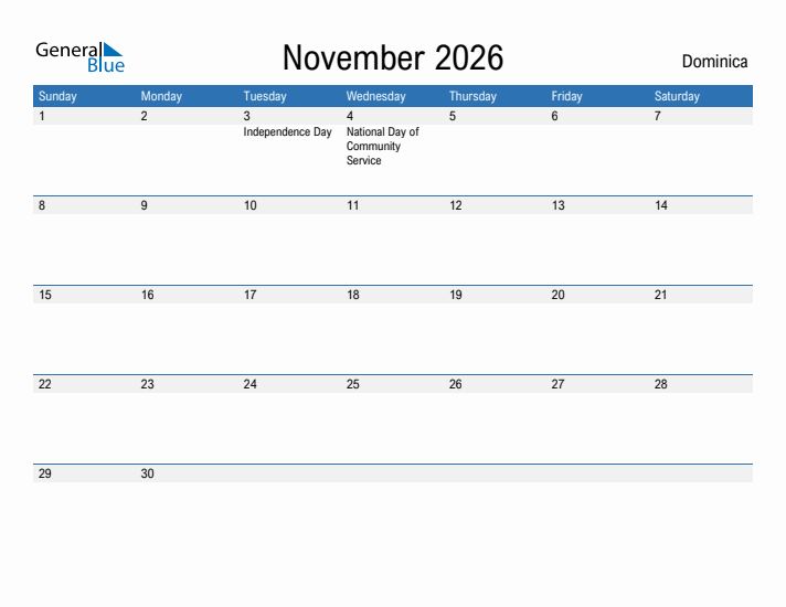 Fillable November 2026 Calendar