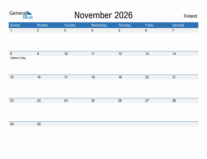 Fillable November 2026 Calendar