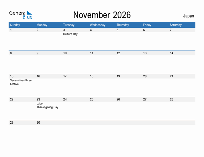 Fillable November 2026 Calendar