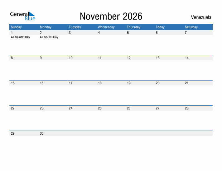 Fillable November 2026 Calendar