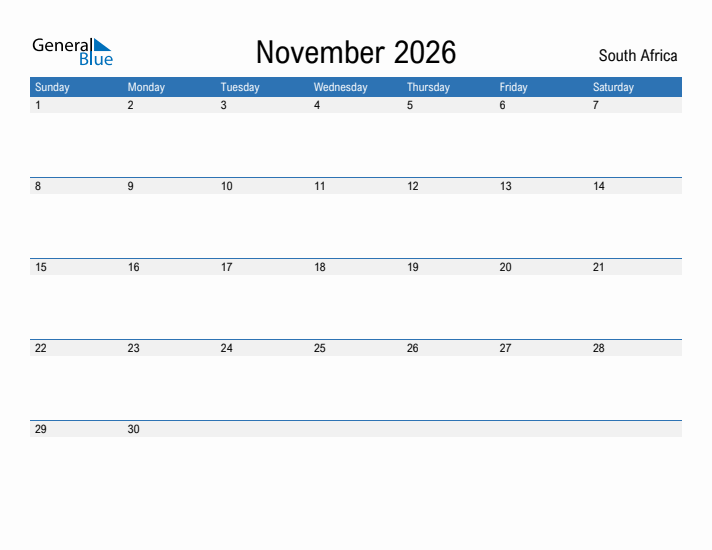 Fillable November 2026 Calendar