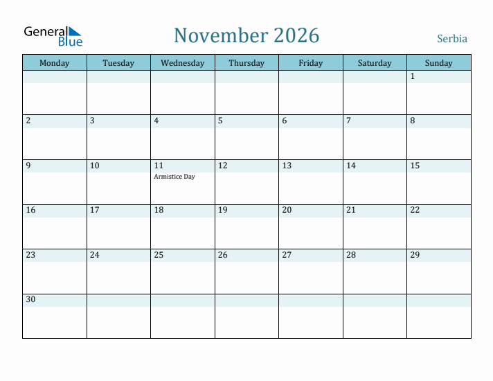 November 2026 Calendar with Holidays