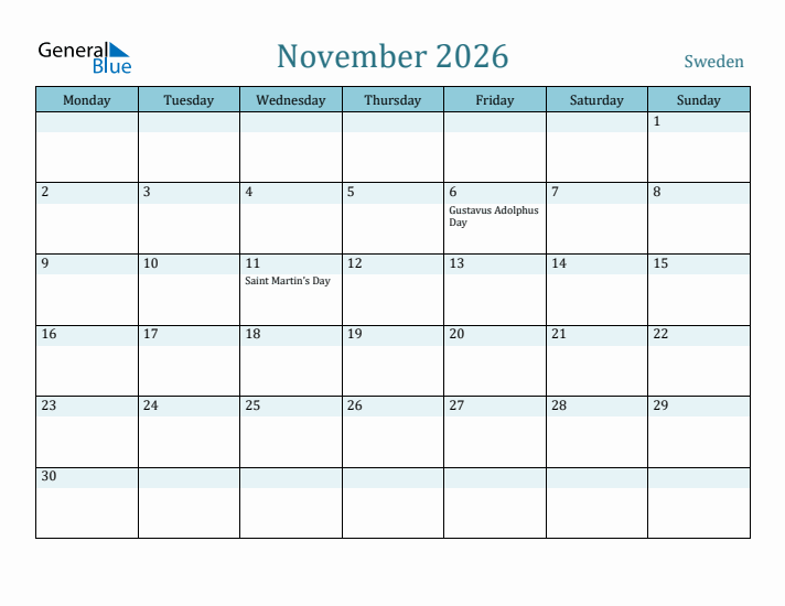 November 2026 Calendar with Holidays