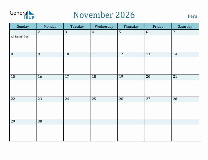 November 2026 Calendar with Holidays