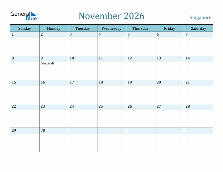 November 2026 Calendar with Holidays