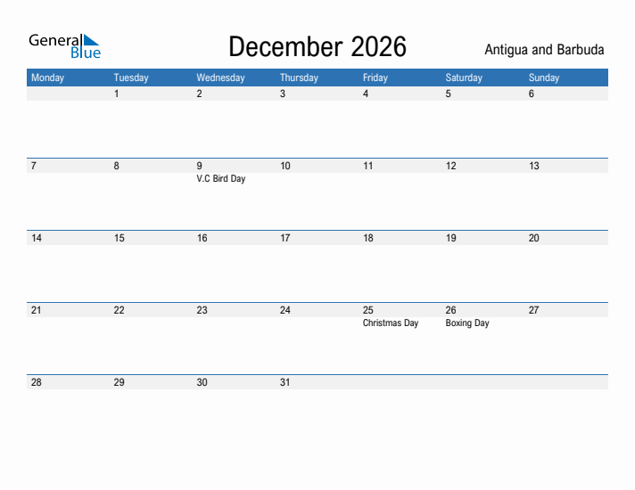 Fillable December 2026 Calendar