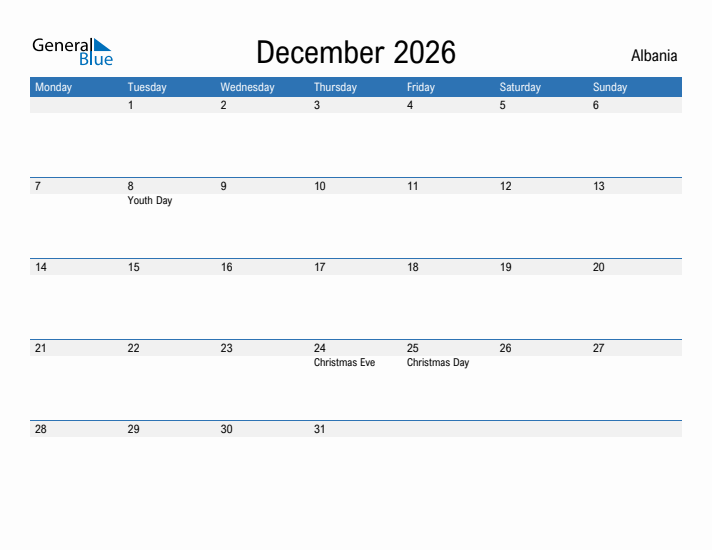 Fillable December 2026 Calendar