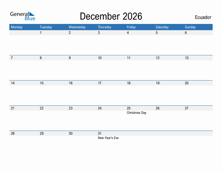 Fillable December 2026 Calendar