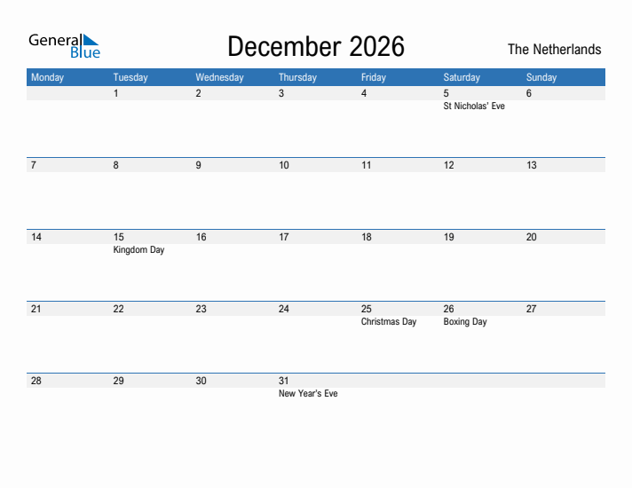 Fillable December 2026 Calendar