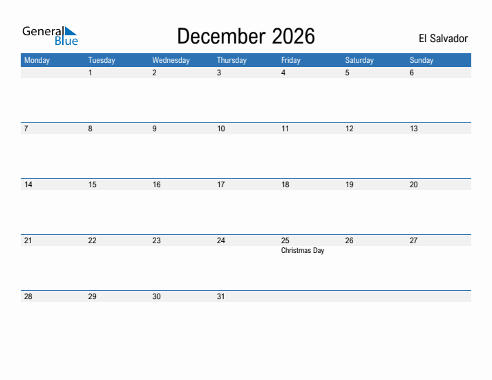 Fillable December 2026 Calendar