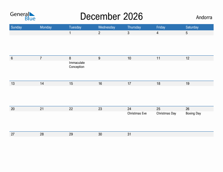 Fillable December 2026 Calendar