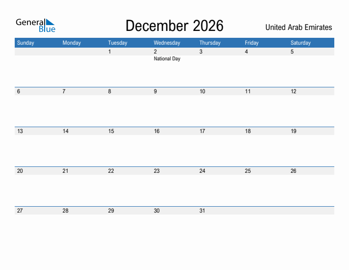 Fillable December 2026 Calendar