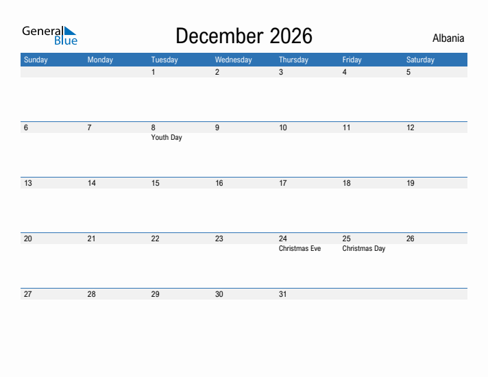 Fillable December 2026 Calendar