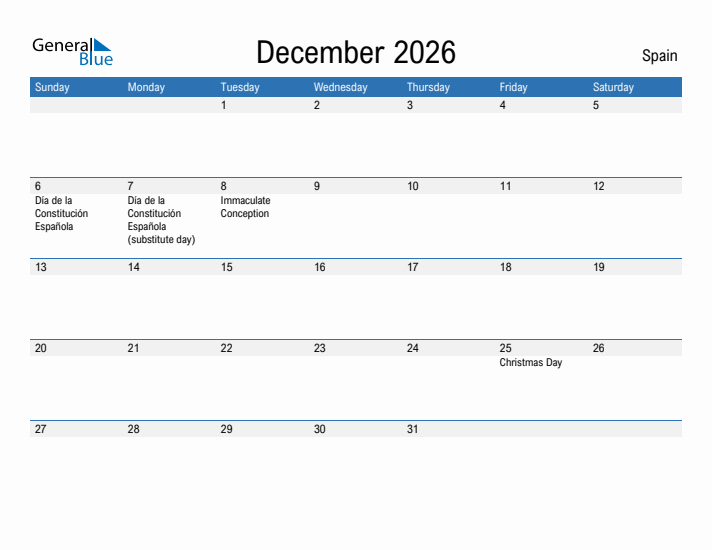 Fillable December 2026 Calendar