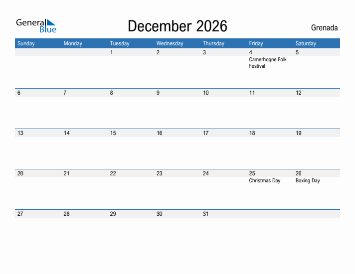 Fillable December 2026 Calendar