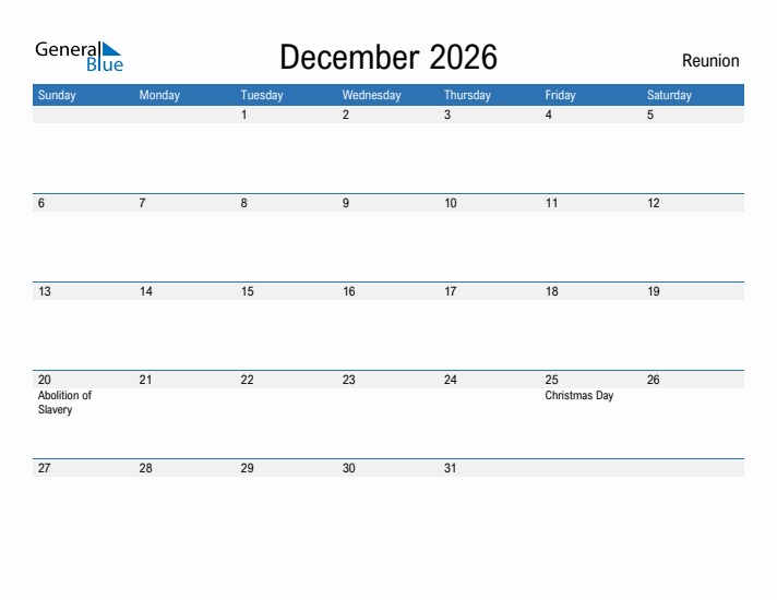 Fillable December 2026 Calendar